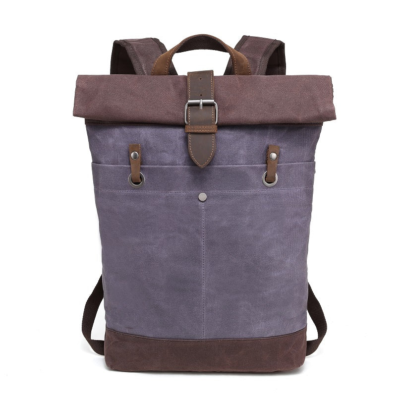 DaVan Waxed Canvas Backpack with Leather Trim