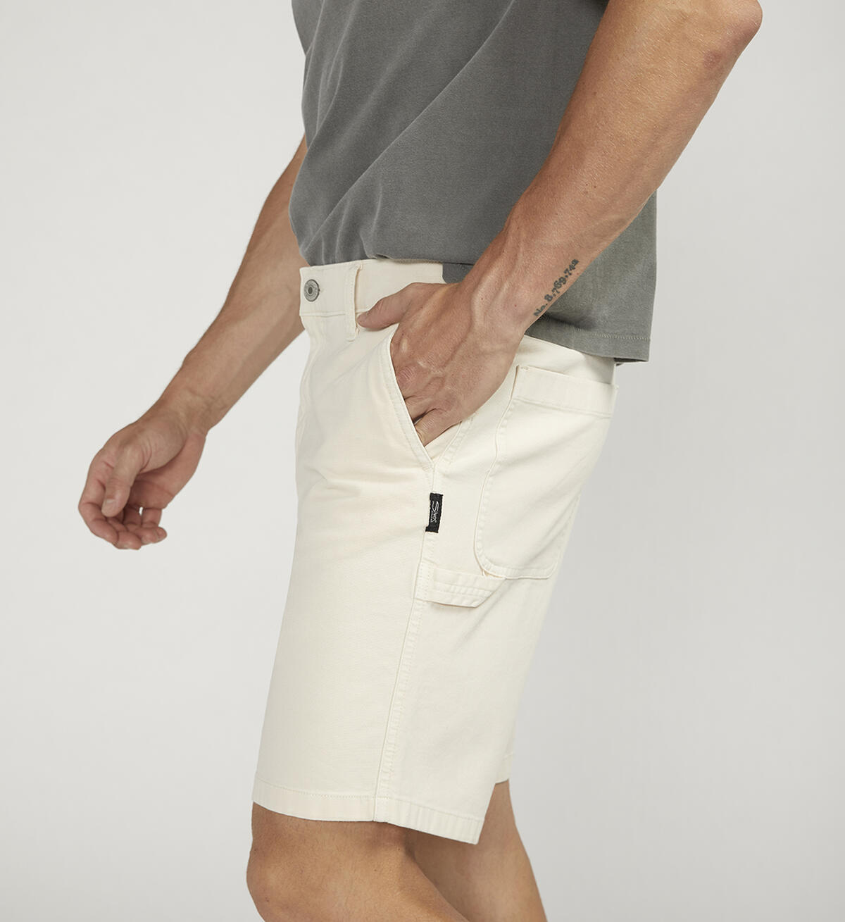 Silver Chino Cargo Shorts