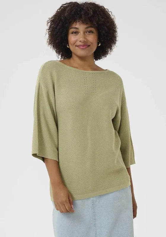 Cream Sillar Loose Knit Short Sleeve